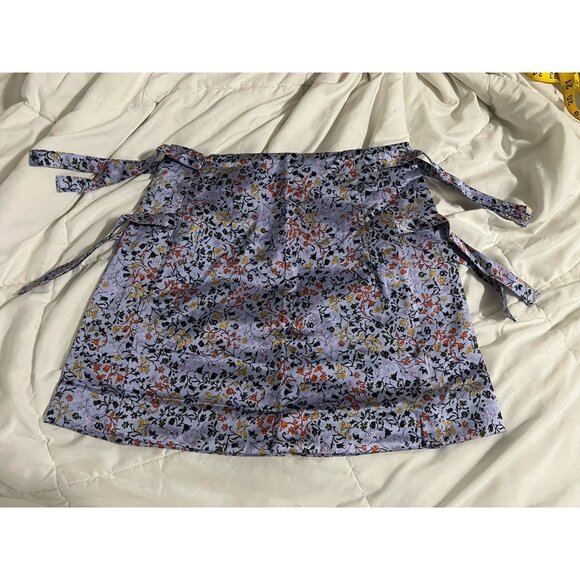 Elliette Floral Mini Skirt With Side Ties Silk Blend Size 2 - Picture 5 of 13
